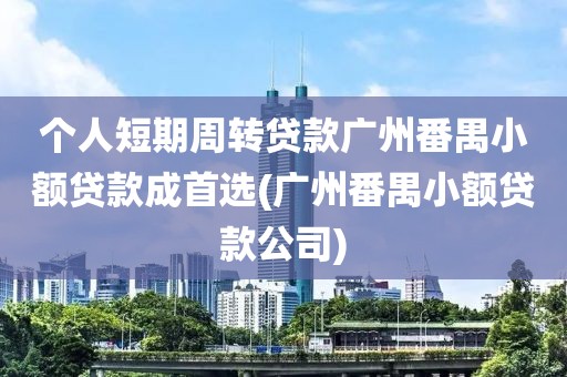 个人短期周转贷款广州番禺小额贷款成首选(广州番禺小额贷款公司)