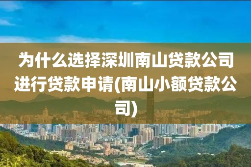 为什么选择深圳南山贷款公司进行贷款申请(南山小额贷款公司)