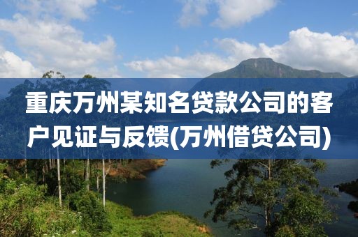 重庆万州某知名贷款公司的客户见证与反馈(万州借贷公司)