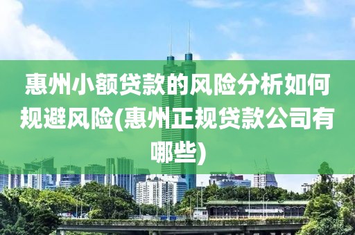 惠州小额贷款的风险分析如何规避风险(惠州正规贷款公司有哪些)