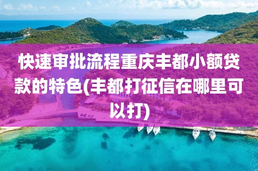 快速审批流程重庆丰都小额贷款的特色(丰都打征信在哪里可以打)