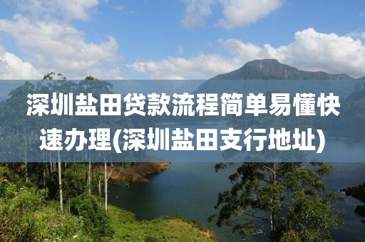 深圳盐田贷款流程简单易懂快速办理(深圳盐田支行地址)