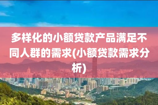 多样化的小额贷款产品满足不同人群的需求(小额贷款需求分析)