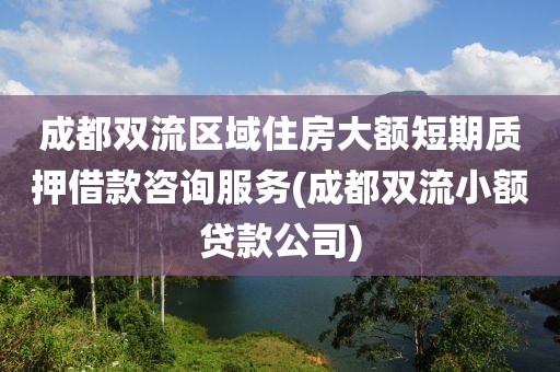 成都双流区域住房大额短期质押借款咨询服务(成都双流小额贷款公司)