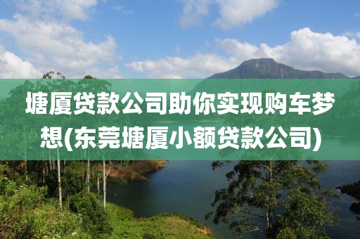 塘厦贷款公司助你实现购车梦想(东莞塘厦小额贷款公司)