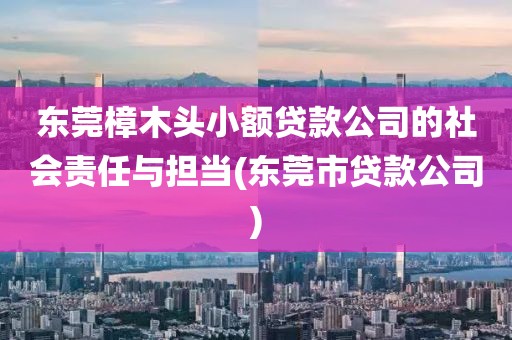 东莞樟木头小额贷款公司的社会责任与担当(东莞市贷款公司)