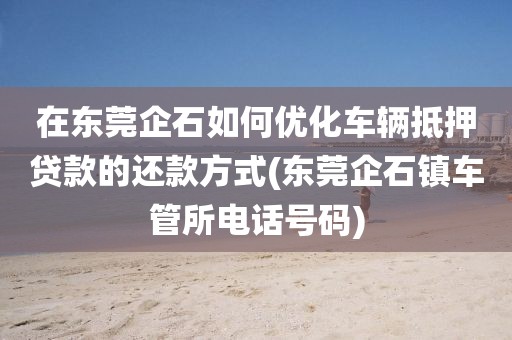 在东莞企石如何优化车辆抵押贷款的还款方式(东莞企石镇车管所电话号码)