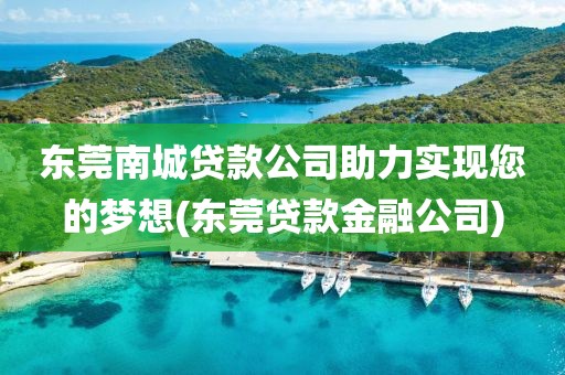 东莞南城贷款公司助力实现您的梦想(东莞贷款金融公司)