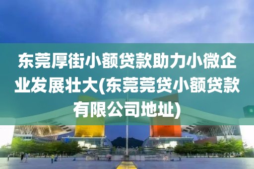 东莞厚街小额贷款助力小微企业发展壮大(东莞莞贷小额贷款有限公司地址)