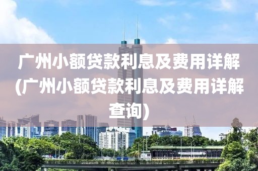 广州小额贷款利息及费用详解(广州小额贷款利息及费用详解查询)