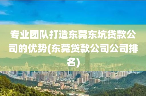 专业团队打造东莞东坑贷款公司的优势(东莞贷款公司公司排名)